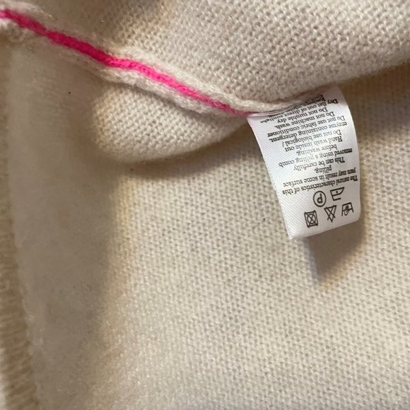 Pure Collection 100% Cashmere Sweater Long Sleeve V-Neck Top Tan/Cream/Pink   4 - Picture 15 of 16